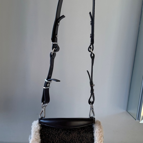 NWT | The Kooples | Leather Shearling-Trim Emily Cross-Body Bag - Picture 8 of 10